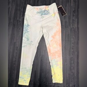 New Calia Essential Leggings High Rise 7/8 Ankle Tie Dye Lemon Ice Medium